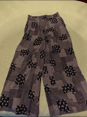 Laura Black & White Wide Leg Patchwork Pants